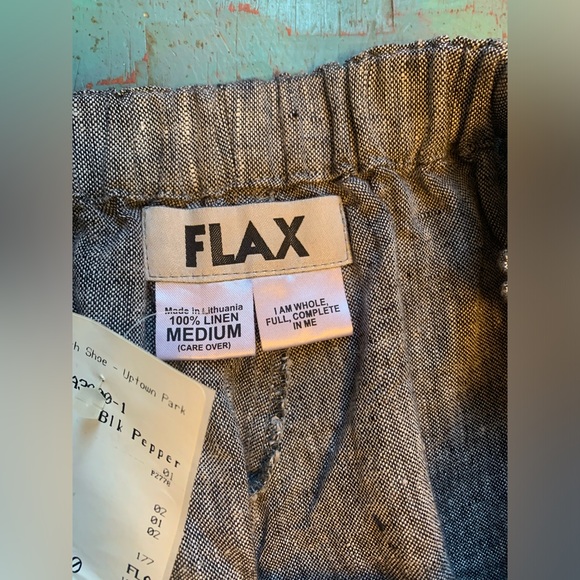FLAX NWT LINEN PANTS FLOOD CROP SZ MED LANTERN TAPERED BLACK CROSS-DYE LAGENLOOK - Picture 4 of 9
